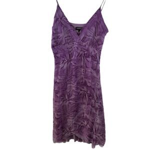 Vintage*100 Silk Y2K Fairy Whimsical TieDye Purple Asymmetrical Sheer Slip Dress